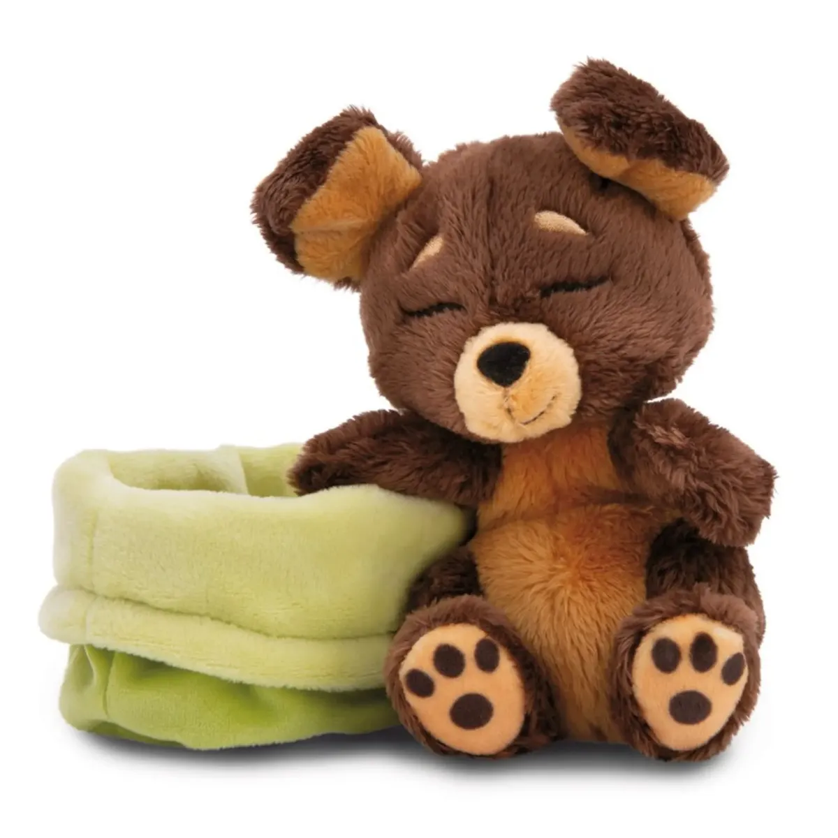 Nici Sleeping Pets Hund braun ca.12cm grünes Körbchen