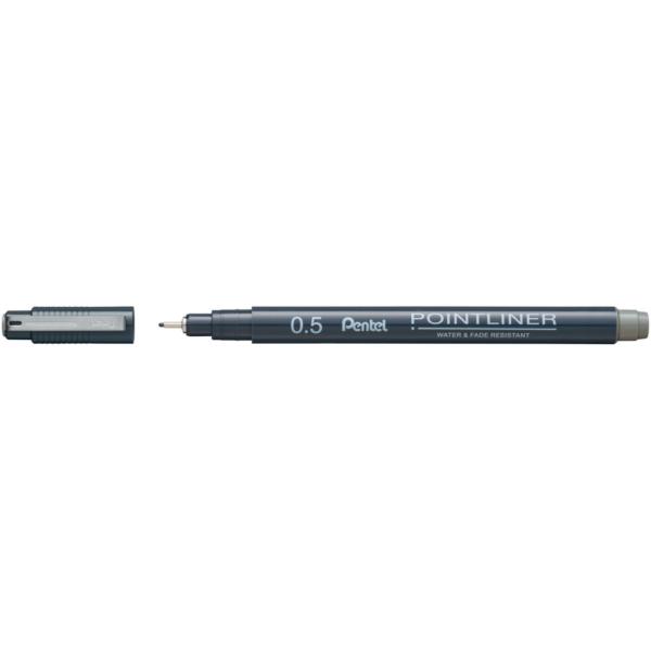 Pentel Pointliner Permanent Fineliner 0.5mm grau