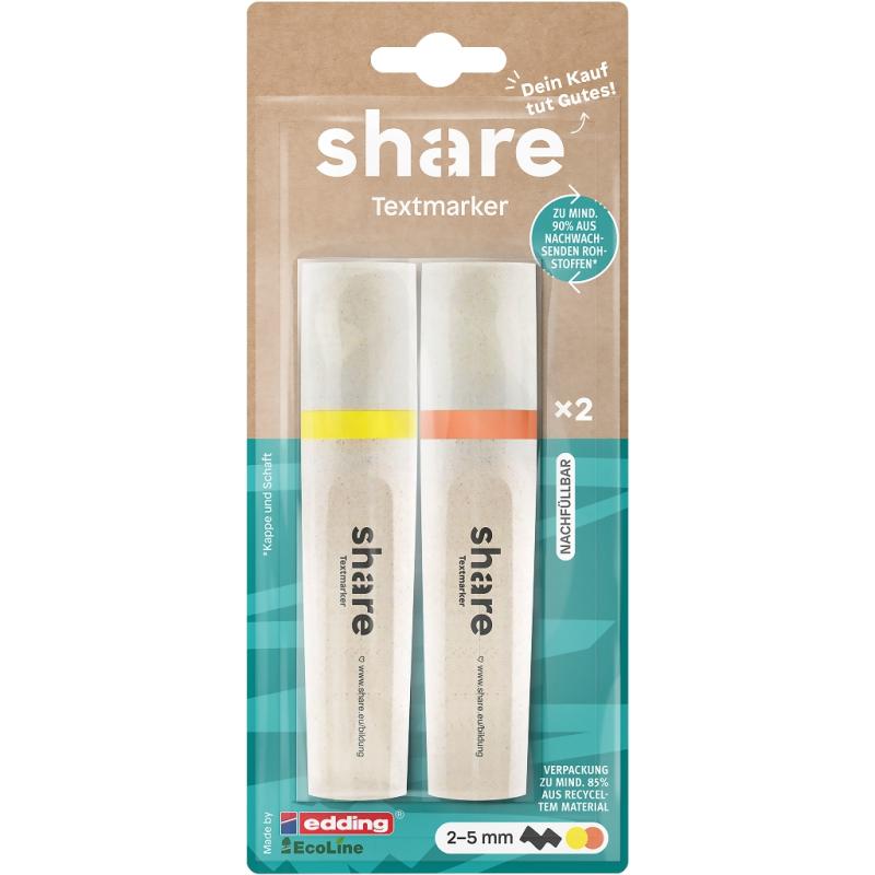 share 2 Textmarker neongelb + neonorange