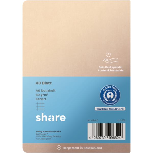 share Notizheft A6 kariert pastellblau + lavendel sortiert